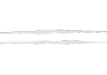 Two thin strips of torn white paper create a delicate texture against a clean, minimalist background isolated on transparent background