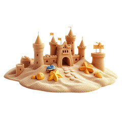 sand castle and toys isometric 
