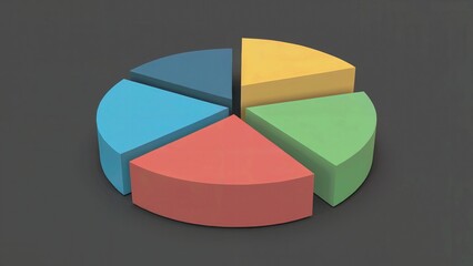 Obraz premium A colorful pie chart with six different slices on a dark gray background in a simple illustration