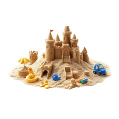 sand castle and toys isometric 
