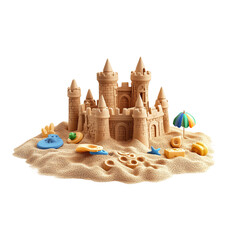 sand castle and toys isometric 
