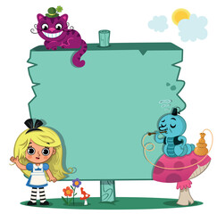 Alice in Wonderland Sign Frame - Cute Fantasy Clipart