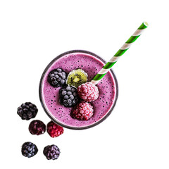 pinkish purple smoothie with a few berries
