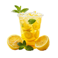 plastic cup of fresh lemonade
