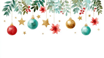 Colorful ornaments hanging from tree branches against a blurred natural background in daylight.
