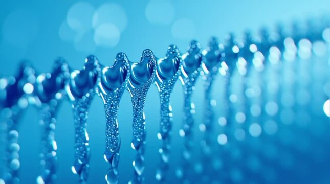 Abstract Blue Icicles or Water Droplets in a Row with Bokeh Background