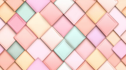 Seamless geometric pastel background with diagonal tile pattern, ideal for creative design projects or print