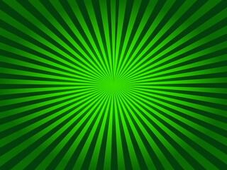 Green Radial Sunburst Background or Abstract Green Sun Rays Backdrop