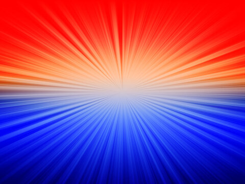 Abstract Red and Blue Radial Burst or Starburst or Geometric Burst of Color