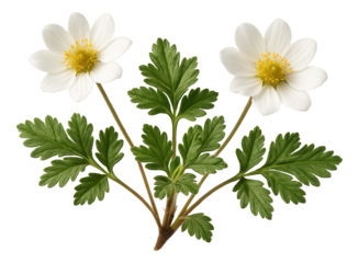 Mountain avens displaying white, daisy-like flowers and deeply lobed leaves