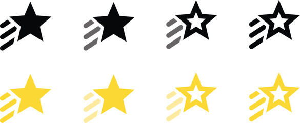 Obraz premium Star Rating Icons with Speed Effect – Solid & Line Variants