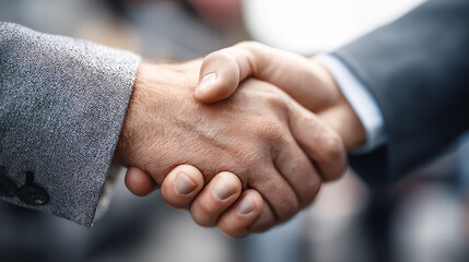Obraz premium A close-up of two hands shaking, symbolizing partnership, agreement, and collaboration in a professional setting.