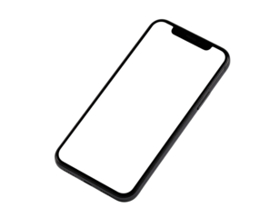Floating Smartphone Mockup with Curved Edges and Blank Screen, Transparent PNG