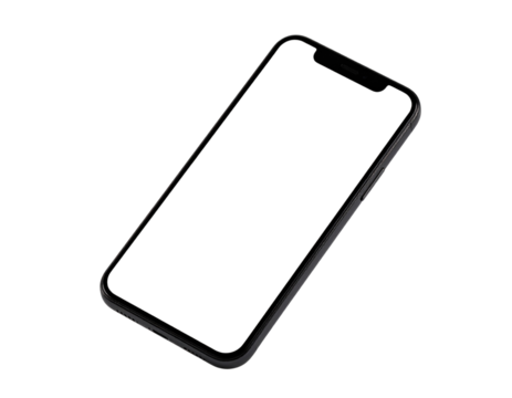 Floating Smartphone Mockup with Curved Edges and Blank Screen, Transparent PNG