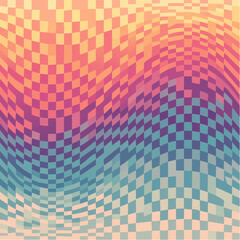 Checkered glitch seamless pattern. 90s y2k optical illusion grid background. Distorted trippy checkerboard texture. Psychedelic geometric squares