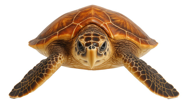 Hawksbill turtle with distinctive beak and ornate shell pattern