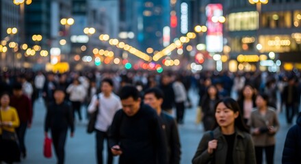 Crowd of People on City Street