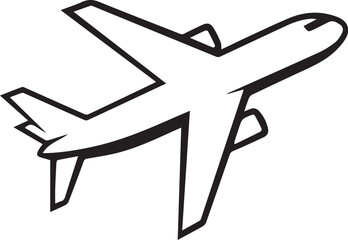 Silhouette airplane icon, plane logo icon, plane fly png background vector image, line vector fly plane 