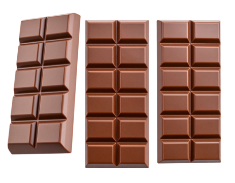 Three Chocolate Bars of Varying Sizes and Angles, Transparent PNG