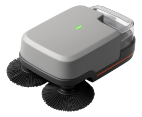 Compact autonomous cleaning vehicle with rotating brushes and a water tank
