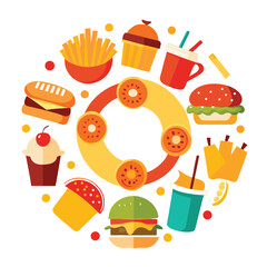 Circular Fast Food Frame Design Template