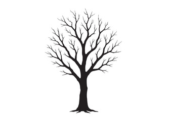 dry tree logo silhouette vector, dry tree logo icon, black dry tree silhouette vector illustration, old tree silhouette logo vector, winter trees logo silhouettes vector on a white background 