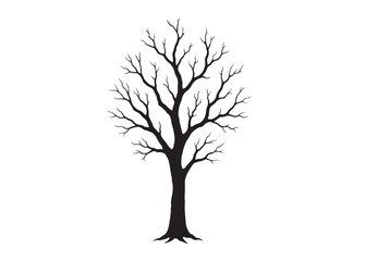 Obraz premium dry tree logo silhouette vector, dry tree logo icon, black dry tree silhouette vector illustration, old tree silhouette logo vector, winter trees logo silhouettes vector on a white background 