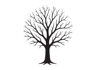 Obraz premium dry tree logo silhouette vector, dry tree logo icon, black dry tree silhouette vector illustration, old tree silhouette logo vector, winter trees logo silhouettes vector on a white background 