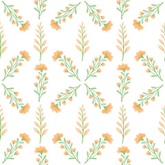 Watercolor cute seamless pattern orange floral.