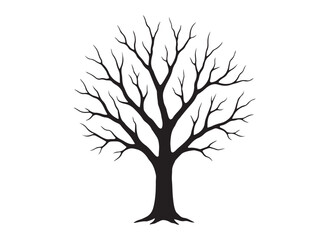 Obraz premium dry tree logo silhouette vector, dry tree logo icon, black dry tree silhouette vector illustration, old tree silhouette logo vector, winter trees logo silhouettes vector on a white background 