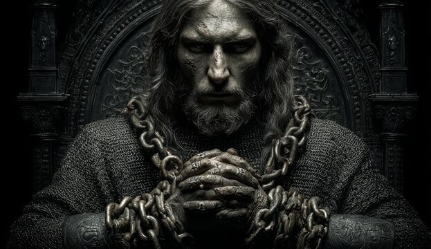 Jesus and the second coming of christ the redeemer, rises above the anunnaki aliens, demons and devil wining the final battle with AI as prophesied. Set in a dark sinister catholic setting.