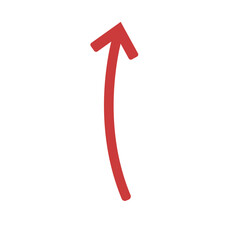 Minimalist red upward arrow illustration for success, business charts, finance growth, or data infographic elements and marketing reports.
