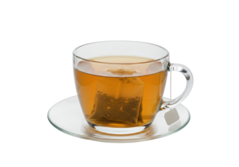 Isolated Glass Cup of Hot Tea with Tea Bag