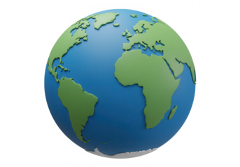 A vibrant globe showcasing the continents and oceans of our planet earth isolated on transparent background