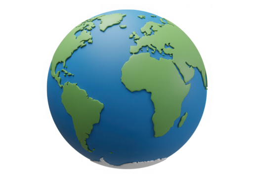 A vibrant globe showcasing the continents and oceans of our planet earth isolated on transparent background