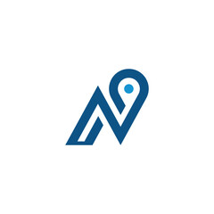 Modern Abstract N Letter Logo with Location Pin.