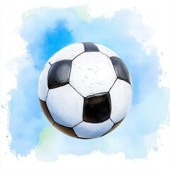 A detailed 3D render of a classic black and white soccer ball is isolated on a transparent background perfect for sports designs and digital projects needing a high-quality soccer