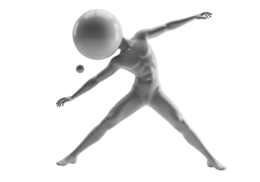 Isolated Abstract Figure with Sphere Head