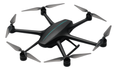 Hexacopter drone with six rotors and a streamlined body for stealth operations