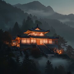 temple, meditaion, forest, monk, light, darkness, 