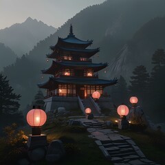 temple, meditaion, forest, monk, light, darkness, 