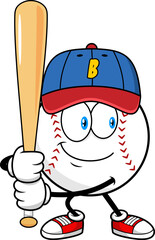 Baseball Cartoon Mascot Character With Cap Holding Bat And Preparing To Hit