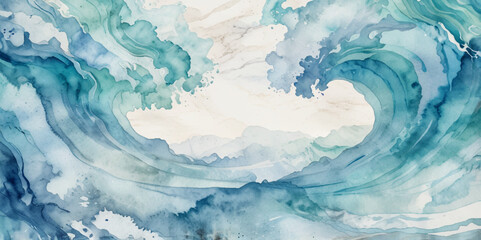 Abstract blue and white water ocean wave and curved line background. Blue wave with liquid fluid ocean texture. Ocean wave banner background.

