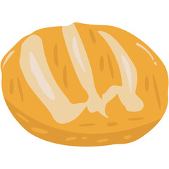 National Sourdough Bread Day. National Sourdough Bread Day Vintage Illustration Bakery Food Art. Hard bread with a soft inside typical of French bread on beige background.