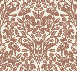 Hand drawn floral motif seamless vector pattern