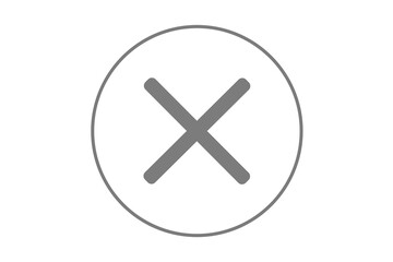 grey x cancel symbol in circle, rejection icon design for business, closing confirmation graphic, gray x illustration, stock image for ui design, cancel symbol vector, rejection mark for websites