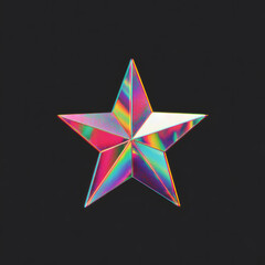 3D rendering holographic and iridescent colorful star