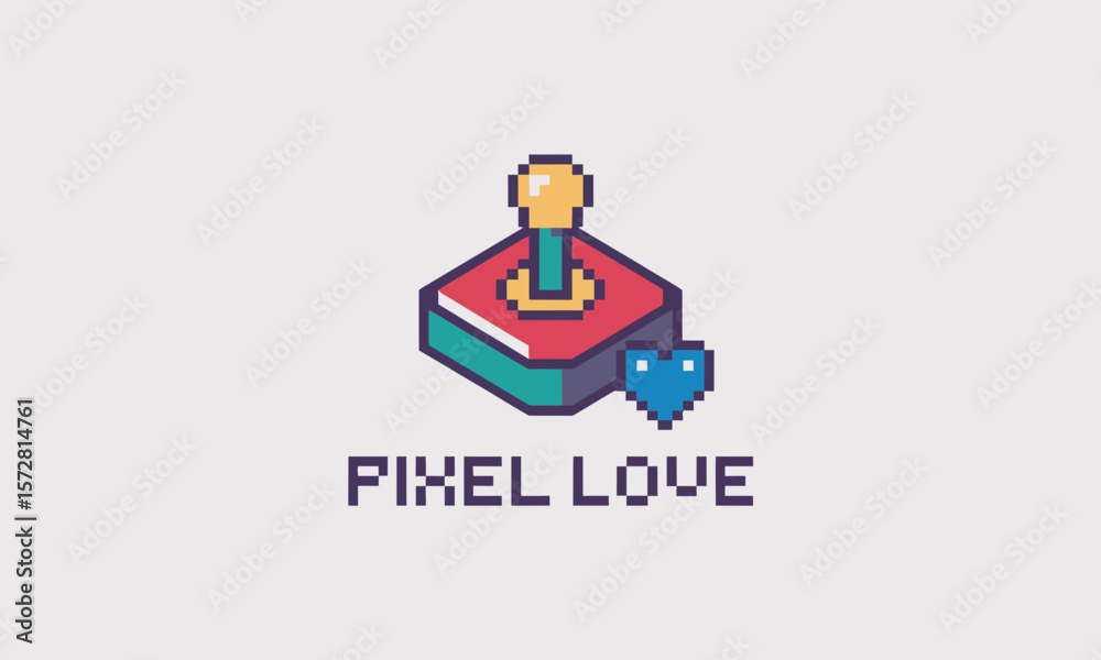 Fototapete pixelated joystick icon shows a love for vintage gaming with a heart shape, digitally rendered with 