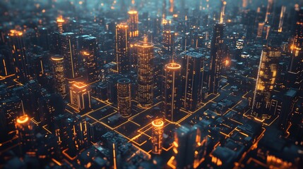 Neon Cityscape: An abstract cityscape rendered in neon lights, showcasing a futuristic metropolis pulsating with energy and innovation.
