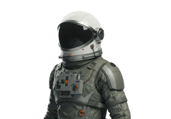Isolated Futuristic Astronaut in Spacesuit on White